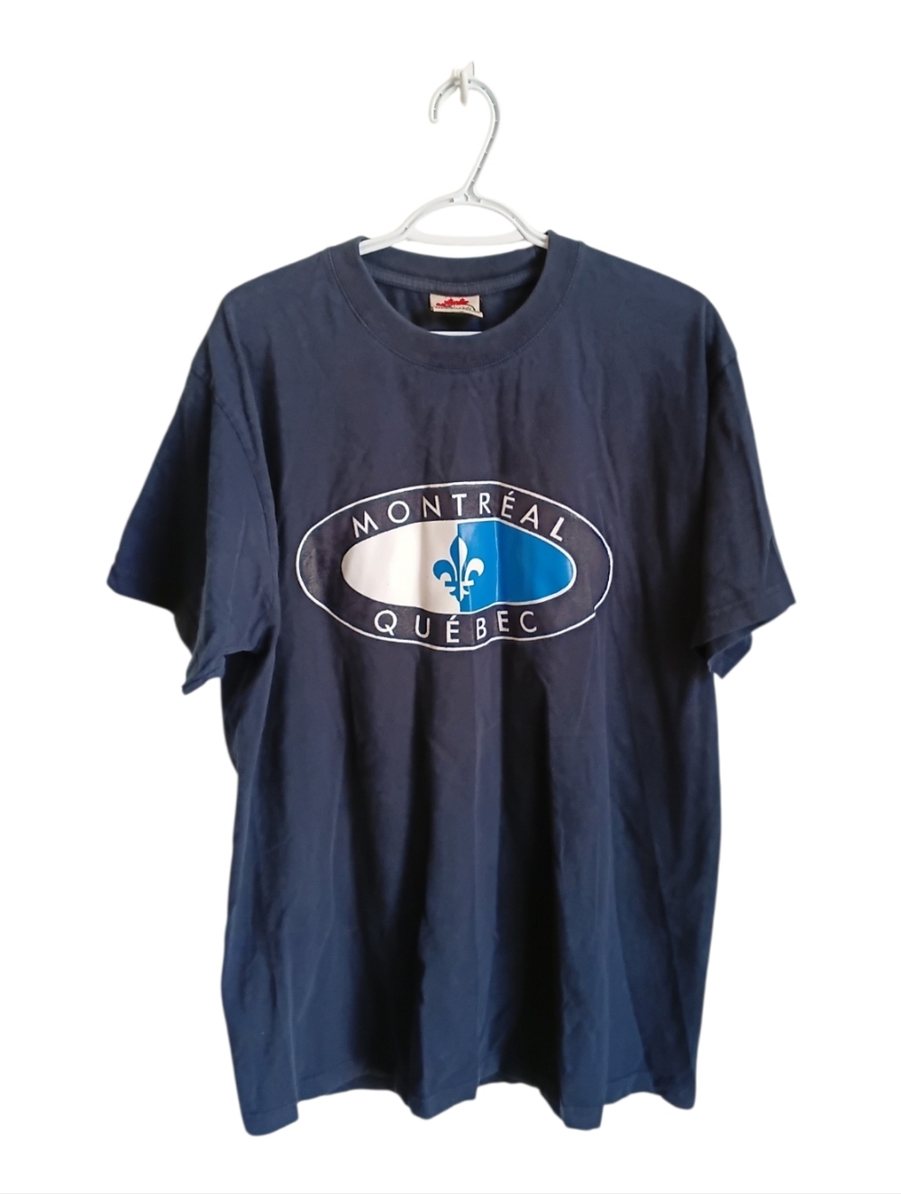 Vintage Y2K Montreal Québec Navy Graphic T-Shirt Made In Canada XL - Picture 1 of 10